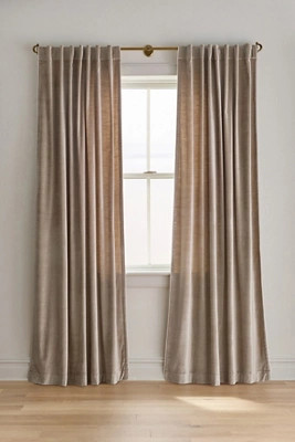Washed Piped Velvet Curtain | Anthropologie (US)