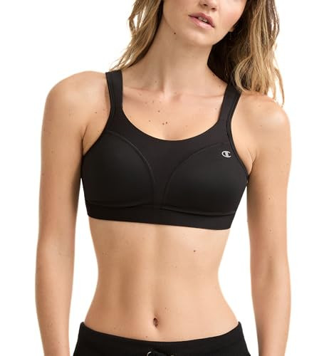 Champion Women's Sports Bra, High-Impact, Maximum Support, Breathable, Moisture-Wicking Fabric, Black, 34DD | Amazon (US)