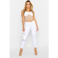 Womens Kleine Skinny Jeans mit hohem Bund - Weiß - 36, Weiß | Boohoo.com (DE)