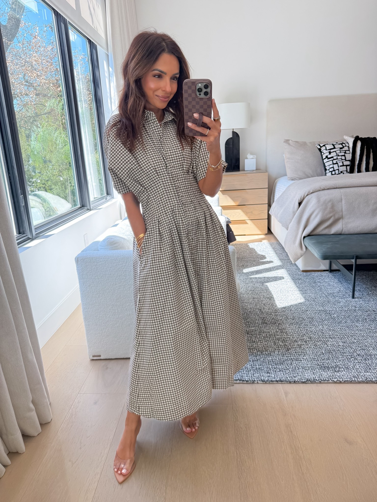 I sized down to an xxs petite length in this chocolate gingham dress, the rhinestone detail on the top is SO pretty! 

#LTKPetite #LTKStyleTip