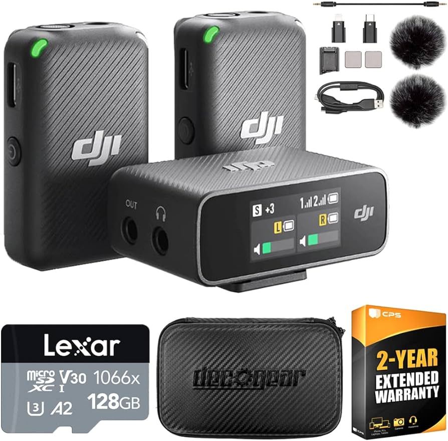 DJI Mic Wireless Microphone System and Audio Recorder Bundle with Lexar 128GB microSDXC Memory Ca... | Amazon (US)