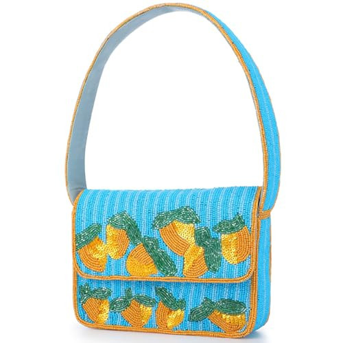 Sunnymove Beaded Shoulder Bag - Handmade Beaded Handbag, Clutch, Purse for Valentine's Day Her Women Gift(Blue Lemon) | Amazon (US)
