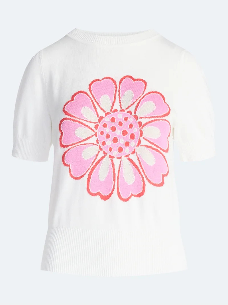 Free Assembly Women's and Women's Plus Floral Sweater with Puff Sleeves, Lightweight, Sizes XS-4X... | Walmart (US)
