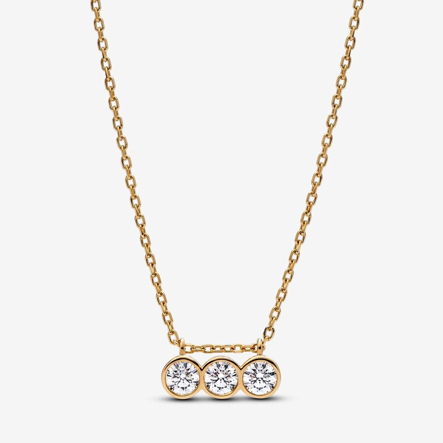 Pandora Era Lab-grown Diamond Triple Bezel Pendant Necklace 0.45 carat tw 14k Gold | Pandora US