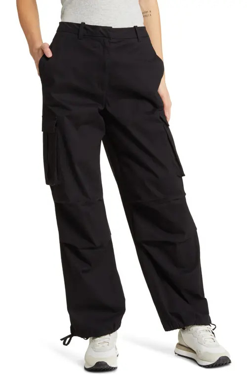VERO MODA Cally Mid Rise Wide Leg Cargo Pants in Black at Nordstrom, Size Large | Nordstrom