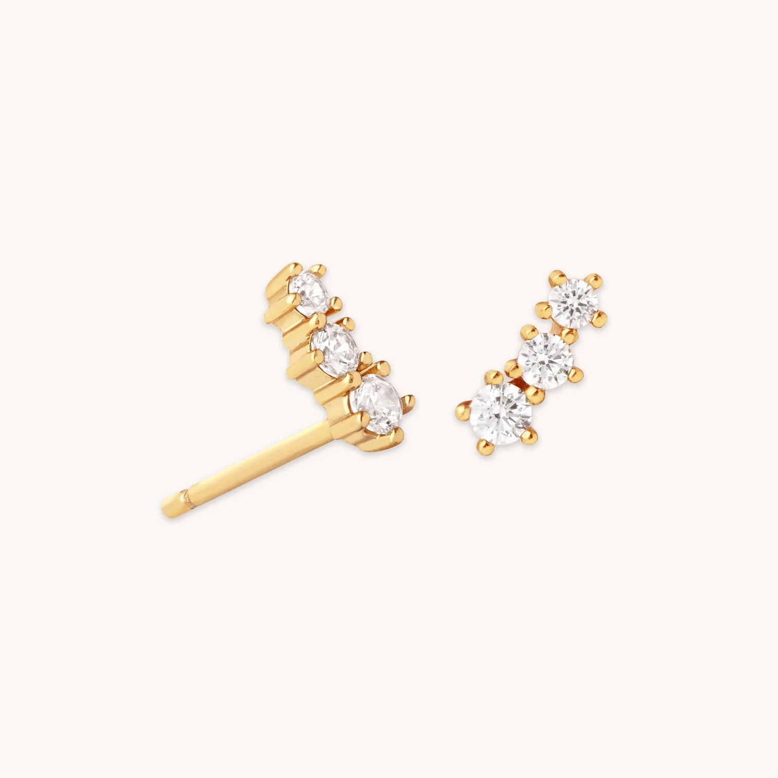 Glimmer Crystal Climber Stud Earrings in Gold | Astrid & Miyu UK