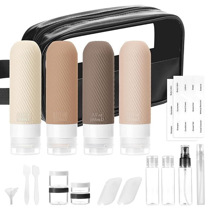 20 Pack Travel Bottles for Toiletries, TSA Approved Leak Proof Silicone Travel Size Containers Se... | Amazon (US)