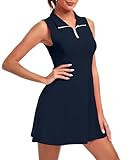 FKEEP Women's Golf Tennis Dress Athletic Workout Dress with Shorts and Pockets (Navy Blue, S) | Amazon (US)