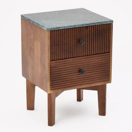 Green Marbled Two Drawer Bedside Table 60x42cm | TK Maxx