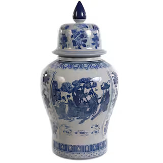 Red Lantern 18 in. Porcelain Decorative Vase in Blue BW-TJAR-BWLD - The Home Depot | The Home Depot