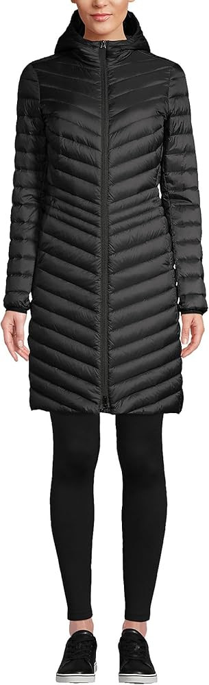 Lands' End Women's Ultralight Packable Long Down Coat | Amazon (US)