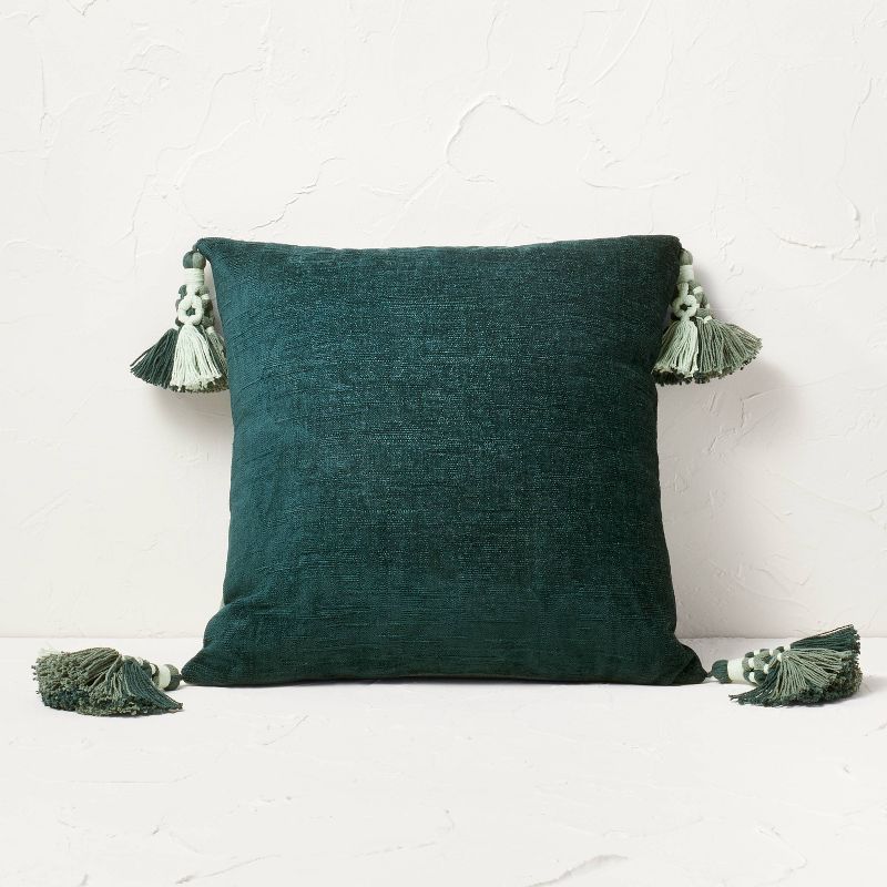 Cotton Chenille Square Throw Pillow with Tassels - Opalhouse™ designed with Jungalow™ | Target