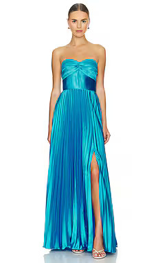 AMUR Stef Pleated Gown in Adonis Blue from Revolve.com | Revolve Clothing (Global)