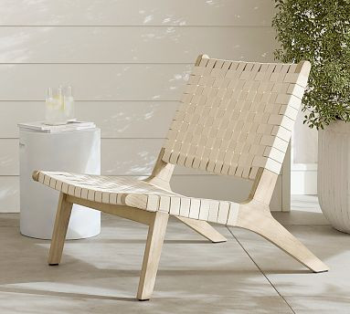 Abbott Acacia Woven Outdoor Lounge Chair | Pottery Barn (US)