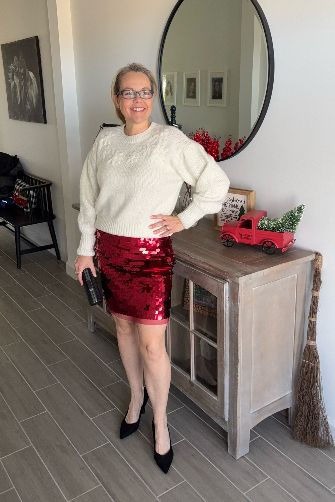 Scoop sequin mini skirt paired with Free Assembly flower sweater. #walmart

#LTKSeasonal #LTKOver40 #LTKFindsUnder50