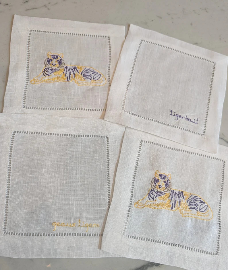 Louisiana Linen Beverage Napkins Cocktail Napkins Set of 4 - Etsy | Etsy (US)
