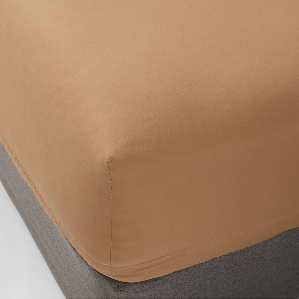 Twin 300 Thread Count Ultra Soft Fitted Sheet Brown - Threshold™ | Target