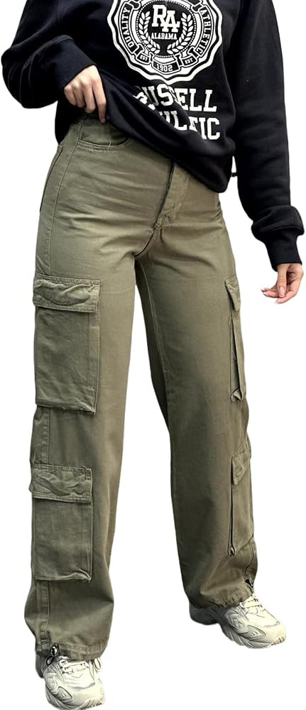 Cargo Pants for Women - High Waist Wide Leg Trousers with Pockets Y2k Trendy Casual Baggy Parachu... | Amazon (US)