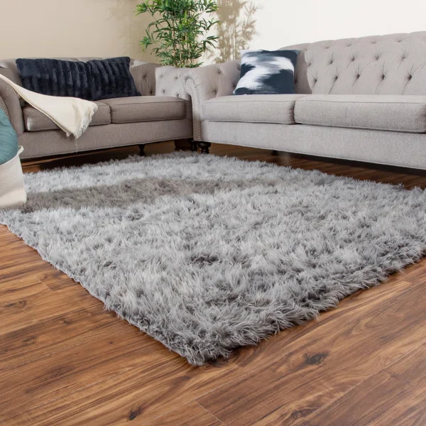 Dominick Handmade Shag Faux Sheepskin Area Rug in Gray | Wayfair North America
