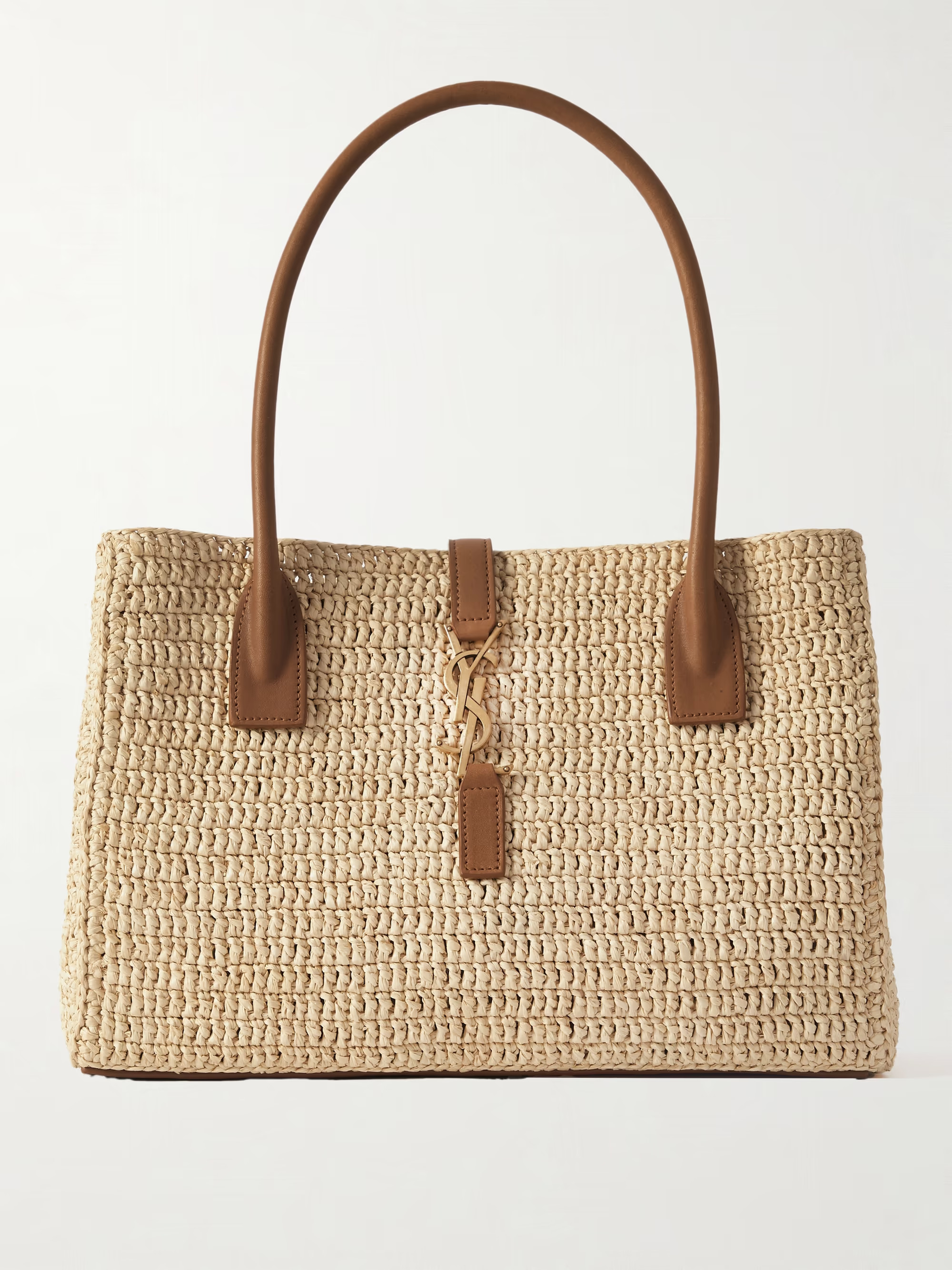 Panier leather-trimmed raffia tote | NET-A-PORTER (US)