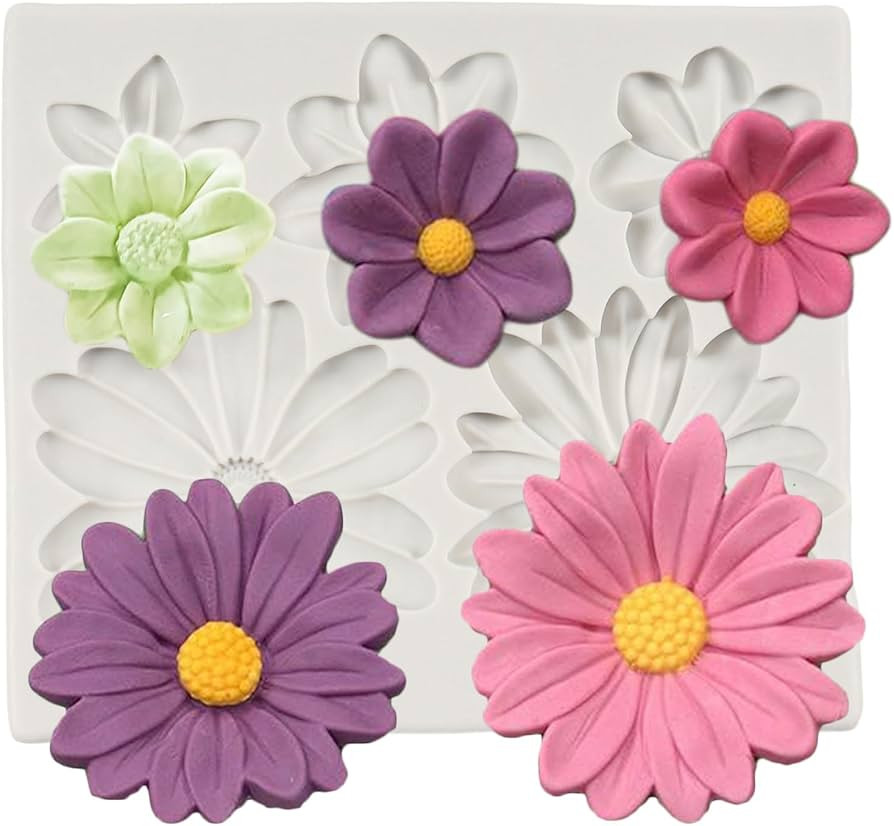 Flower Blossoms Silicone Mold Daisy Chrysanthemum Flower Fondant Mold for Cake Decoration Chocola... | Amazon (US)