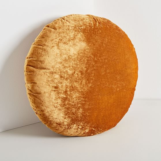 Round Lush Velvet Pillow, Golden Oak, Set of 2 | West Elm (US)