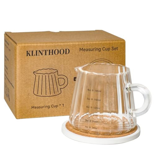 Glass Measuring Cup 6OZ, Espresso Accessories, Expresso Shots Cup, Espresso Shot Glass with V-Shaped Mouth, Ribbed Milk Frothing Pitcher, coffee Espresso Cup (Glass Handle) | Amazon (US)