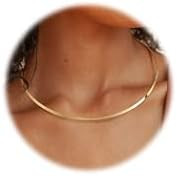 Sanfenly Choker Collar for Women 14K Gold Plated Silver Stainless Steel Metal Collar Choker Neckl... | Amazon (US)