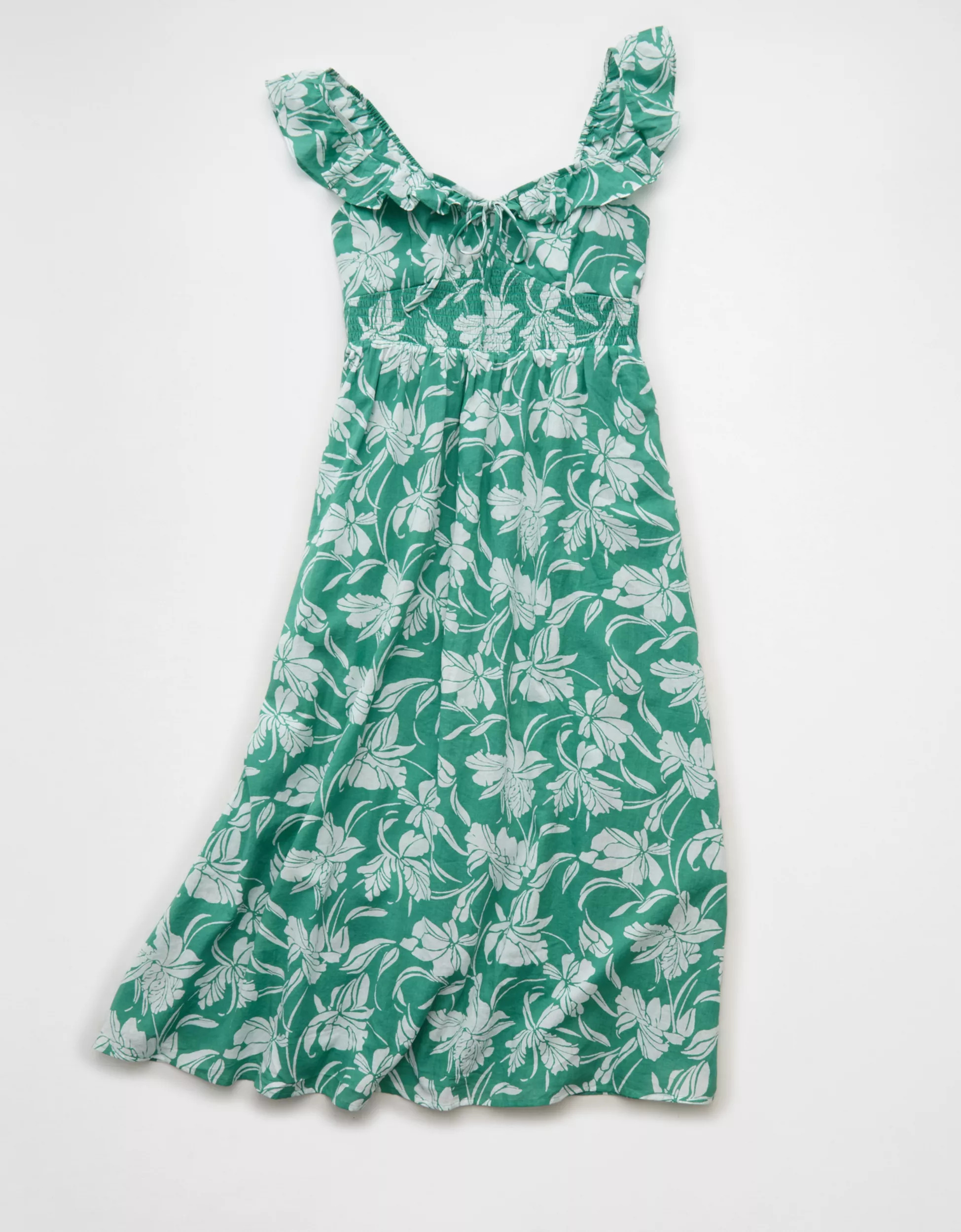 AE Flutter Sleeve Tie-Front Midi Dress | American Eagle Outfitters (US & CA)