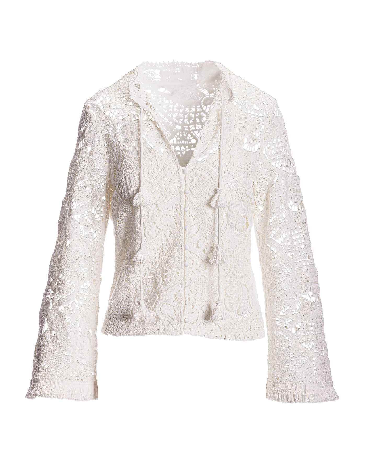 Novelty Lace Button Front Blouse White | Boston Proper