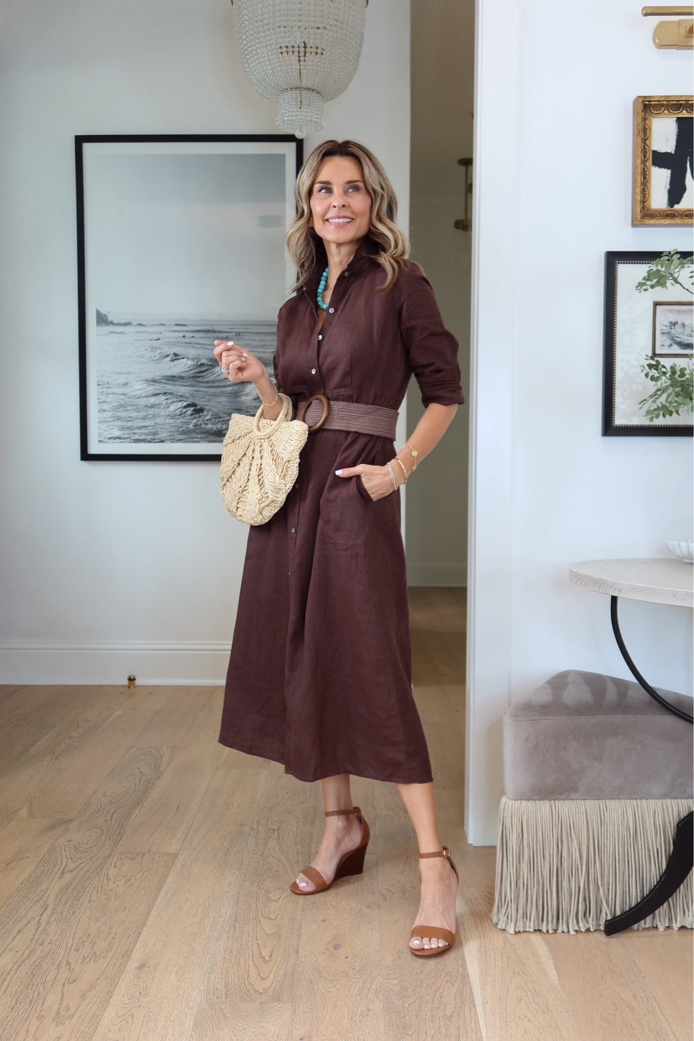J.Jill new summer arrival are so pretty in the colors of the season and light breathable fabrics! I’m 5’6’’ wearing size XS in everything 
-chocolate brown maxi dress
-straw belt
-straw bag

@jjill

#LTKootd #LTKSeasonal #LTKOver40