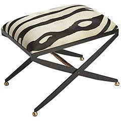 Butler Liddy Black and White Hair-on-Hide Accent Stool | Lamps Plus