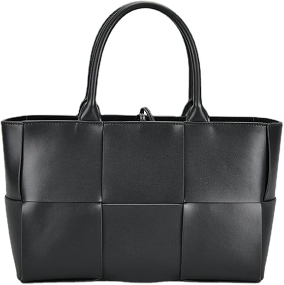 Women Leather Woven Shoulder Bag,Ladies Top Handle Satchel Tote Work Bag with Matching Clutch | Amazon (US)