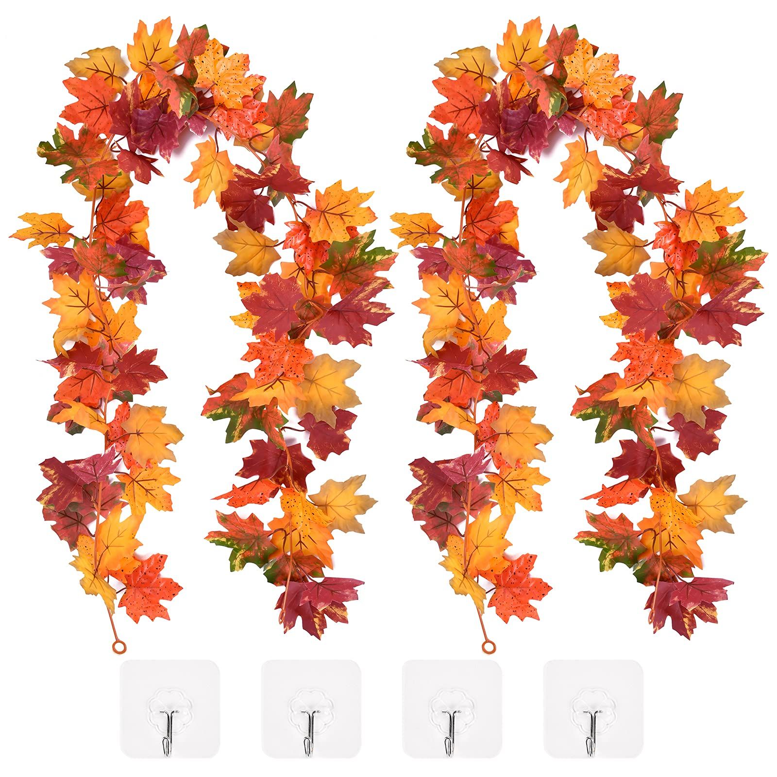 CaseTank 2 Pack Fall Decor Fall Maple Leaf Garland 5.8Ft/Piece Autumn Hanging Vine Artificial Foliag | Amazon (US)