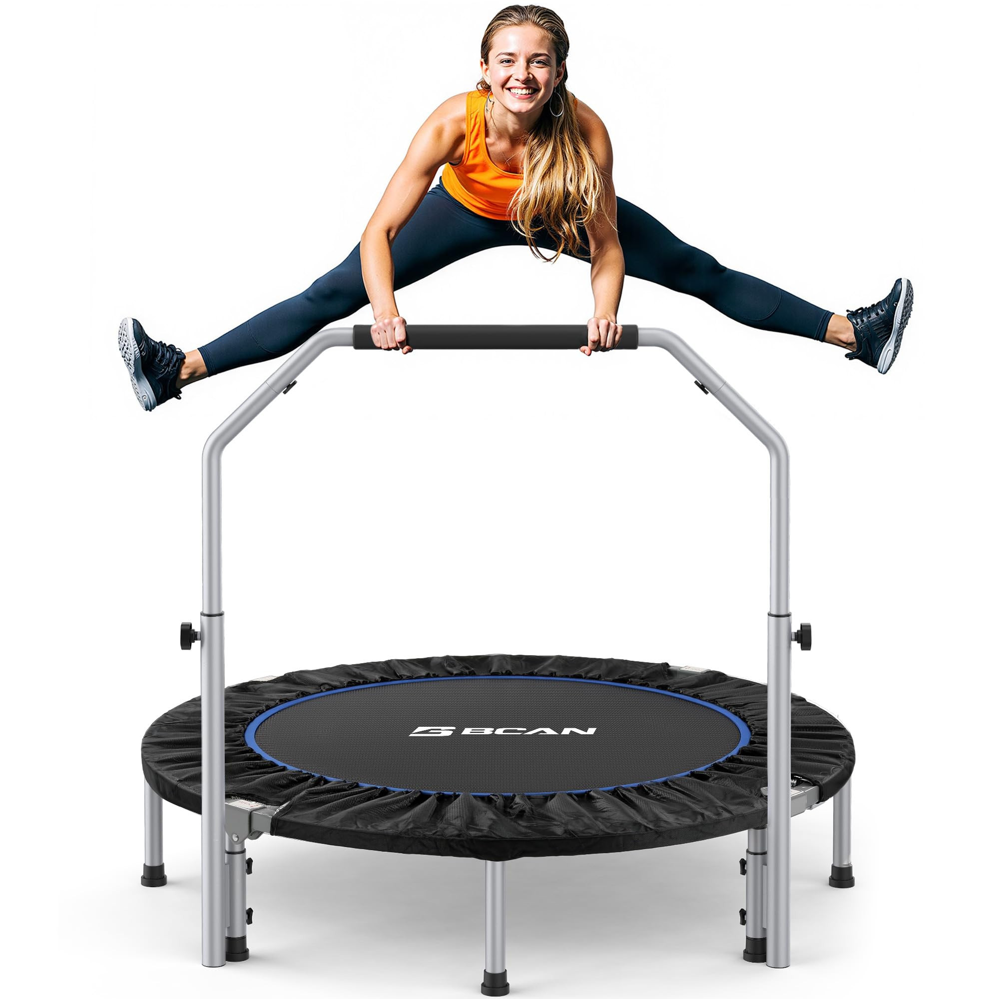 BCAN 40/48" Foldable Mini Trampoline Max Load 330lbs/440lbs, Fitness Rebounder with Adjustable Fo... | Amazon (US)