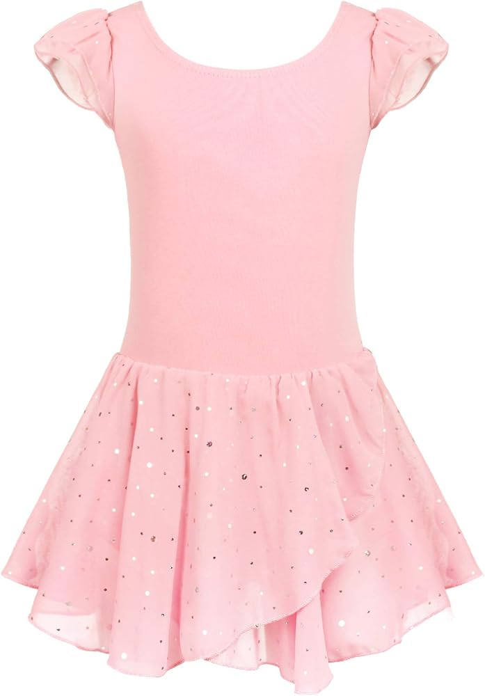 Arshiner Girls Ruffle Sleeve Ballet Dance Dress Tutu Skirted Leotard | Amazon (US)