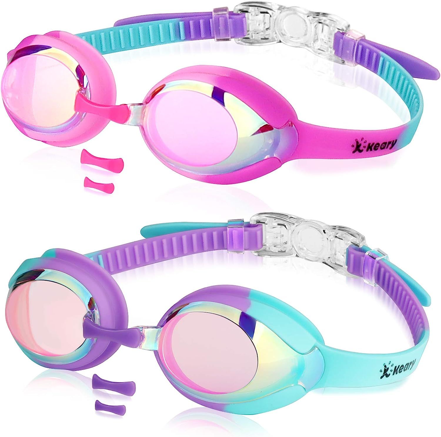 2 Pack Kids Swim Goggles for Toddler Kids Girls Boys Youth(3-14),Anti-Fog Waterproof Anti-UV Clear V | Amazon (US)