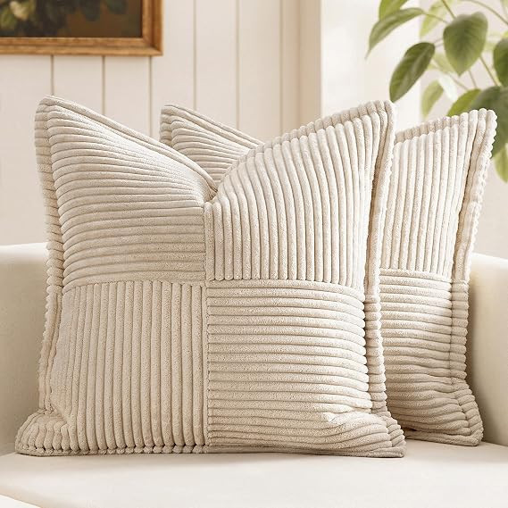 MIULEE Decorative Throw Pillow Covers for Couch Bed Livingroom 18x18 Inch Set of 2 Beige Boho Acc... | Amazon (US)