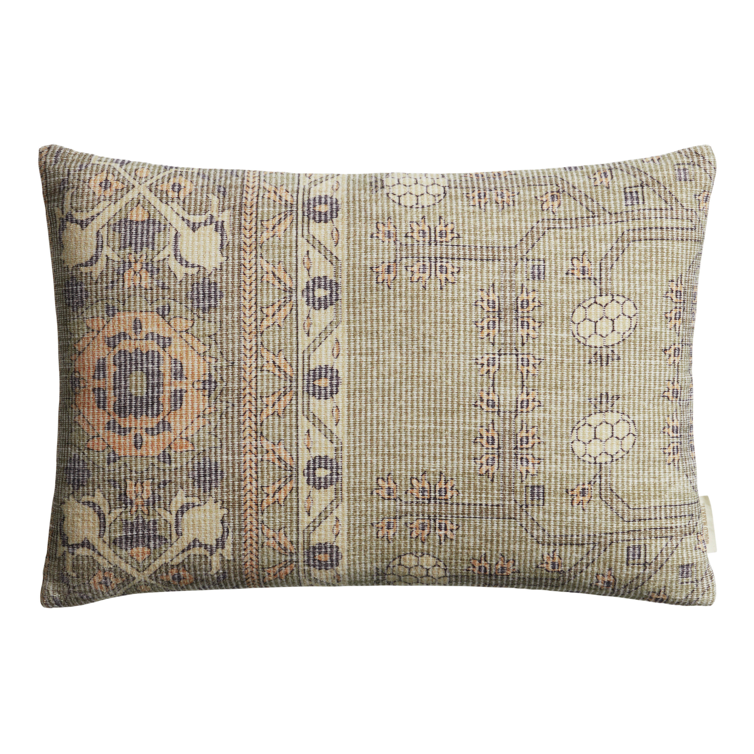 Oversized Blue And Ivory Ribbed Carpet Print Lumbar Pillow | World Market