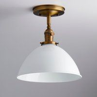 10"" White Metal Farmhouse Lighting Semi Flush Mount Ceiling Light Fixture | Etsy (US)