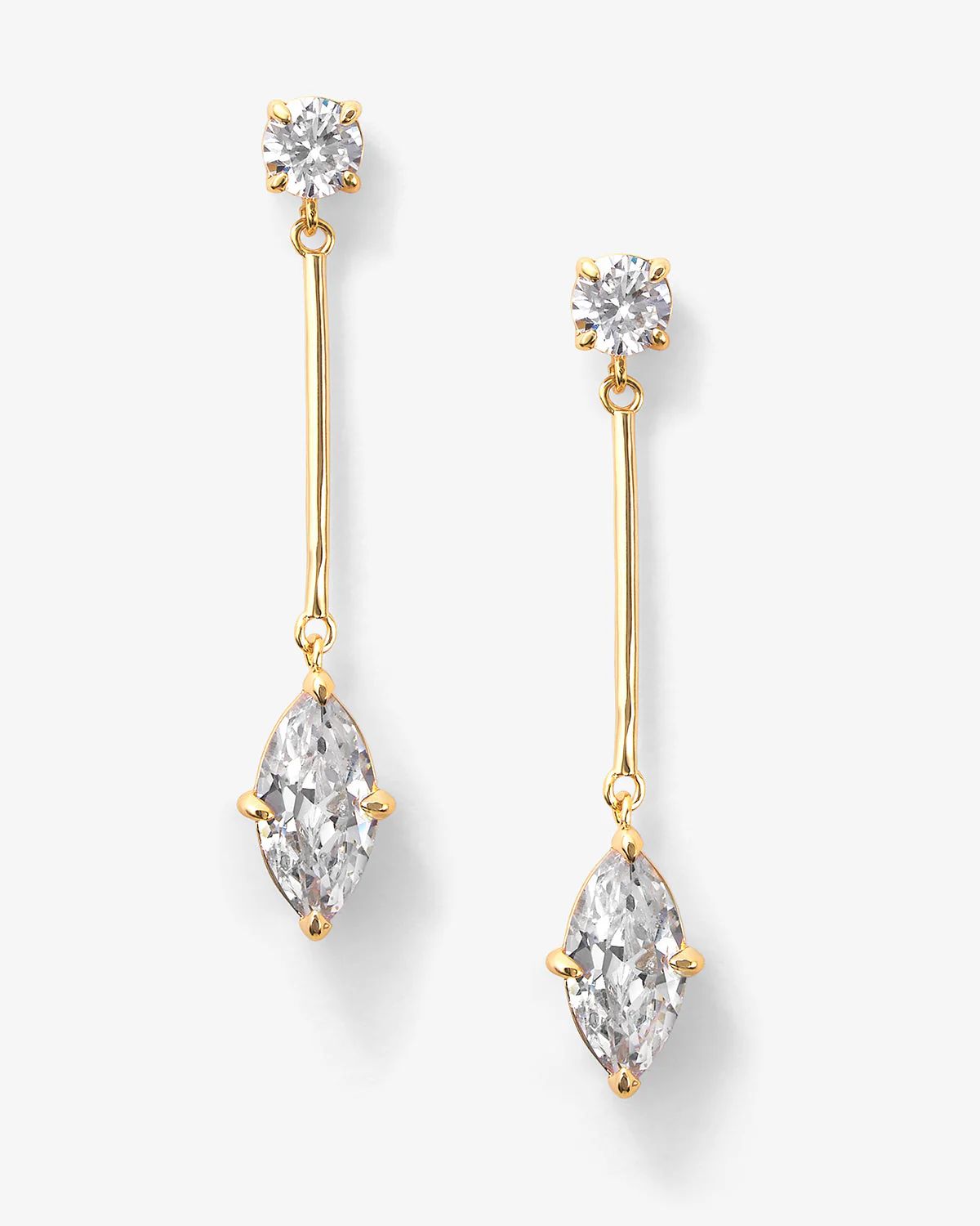 Marquise Diamond Drop Earrings - Gold|White Diamondettes | Melinda Maria