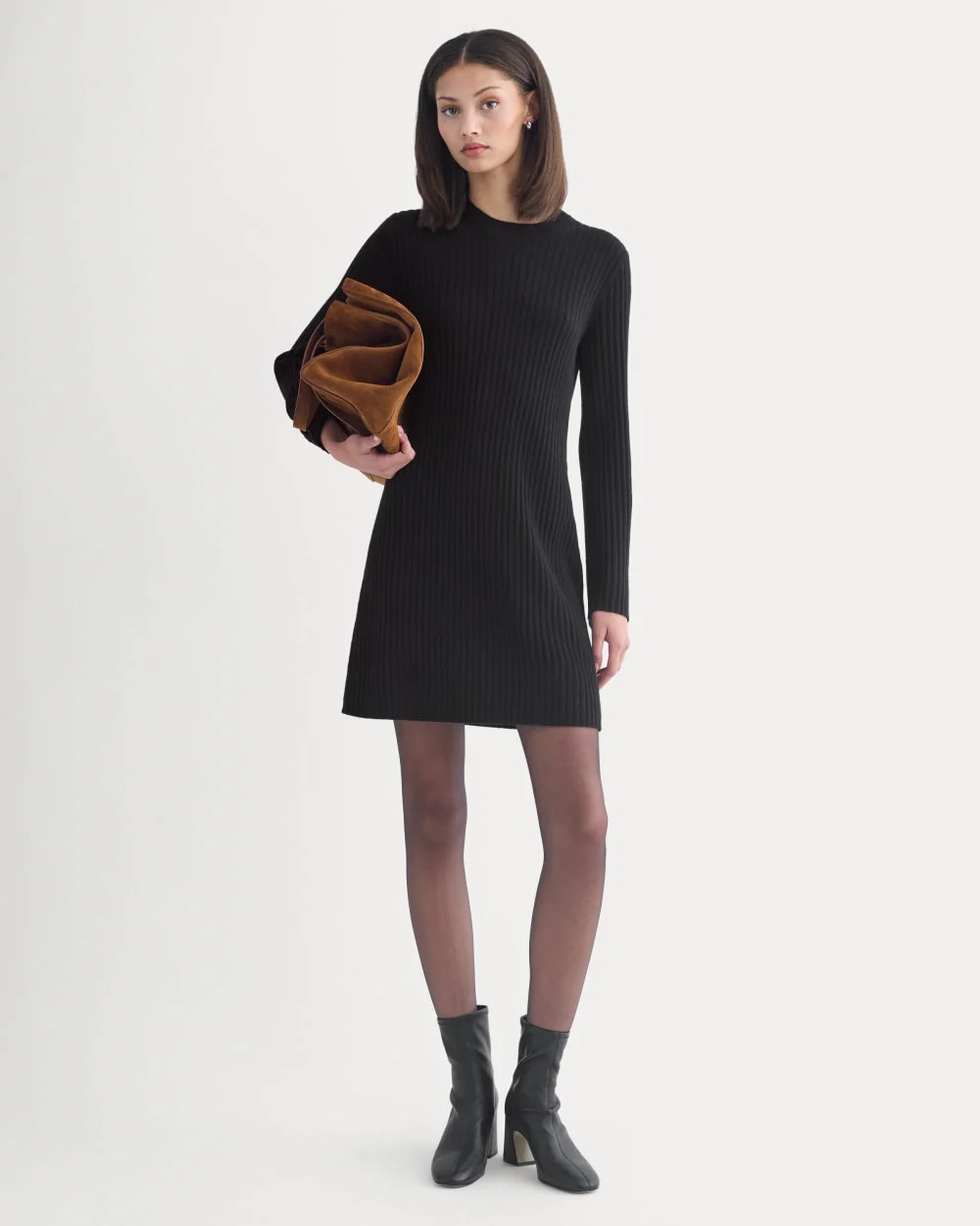 Cashmere Long-Sleeve Mini Dress | Black | Everlane