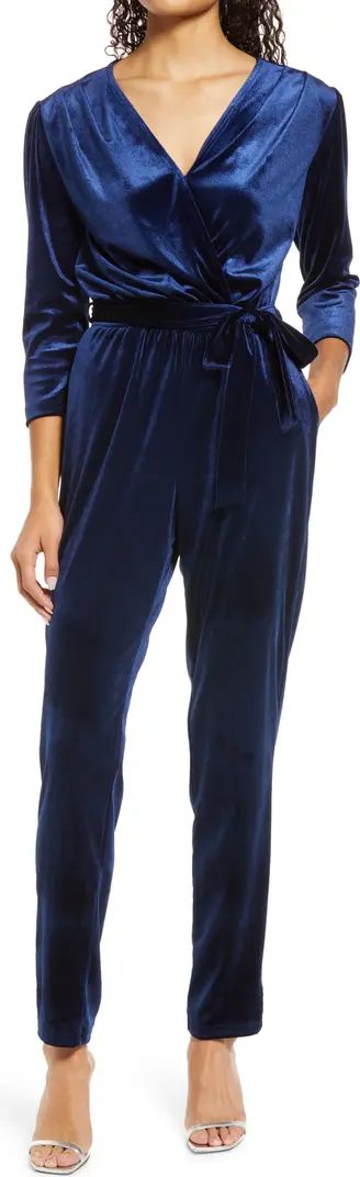 Velvet Tie Waist Jumpsuit | Nordstrom