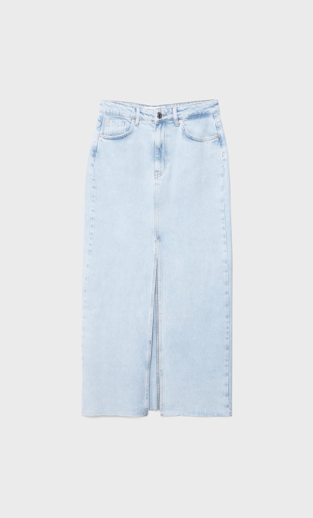 Long denim comfortable skirt - Women's fashion | Stradivarius United Kingdom | Stradivarius (UK)