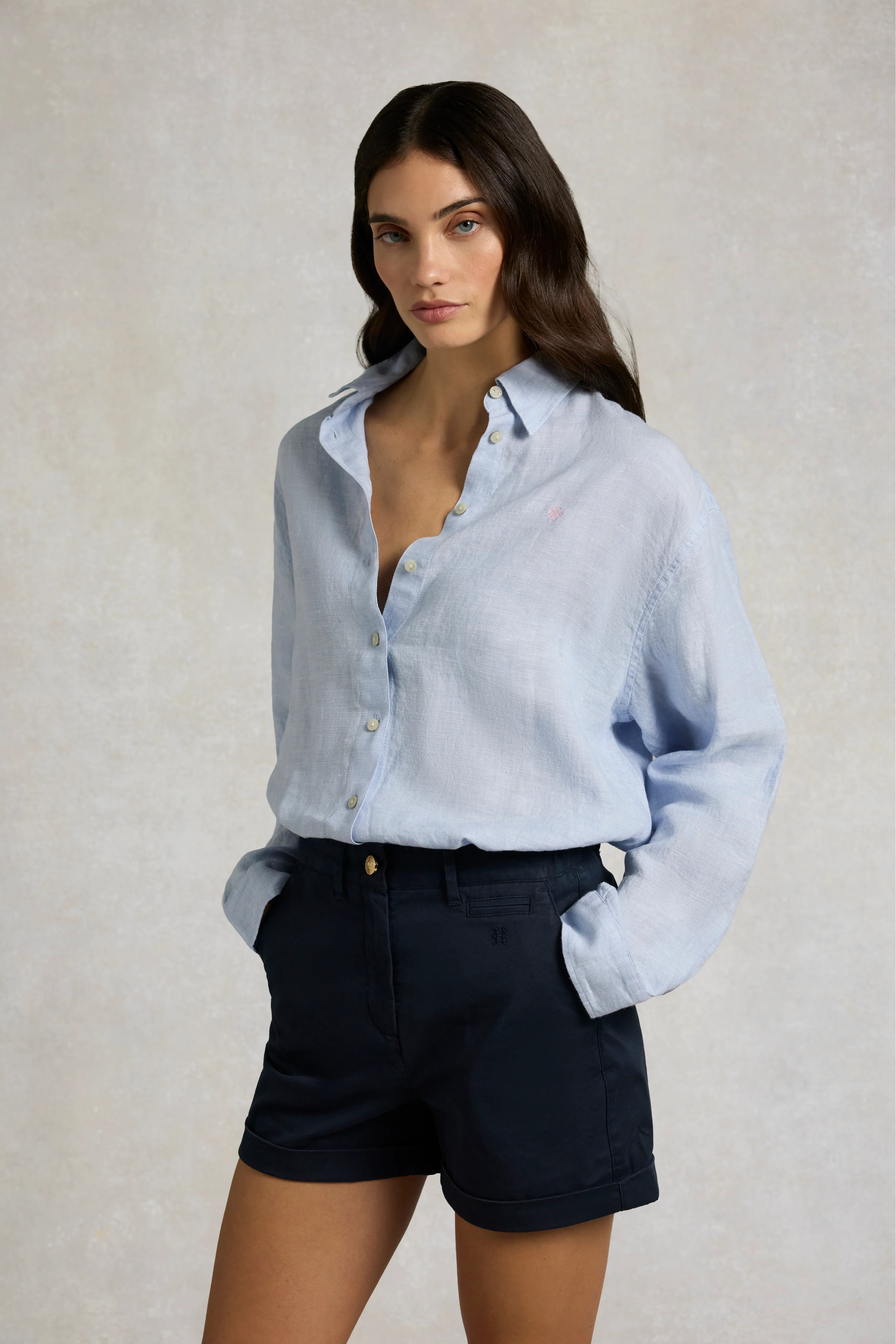 Amalfi Linen Shirt (Light Blue Linen) | Holland Cooper