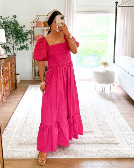 This gorgeous pink dress is 30% off! Wearing size small. Size up if between 

#LTKunder100 #LTKstyletip #LTKsalealert