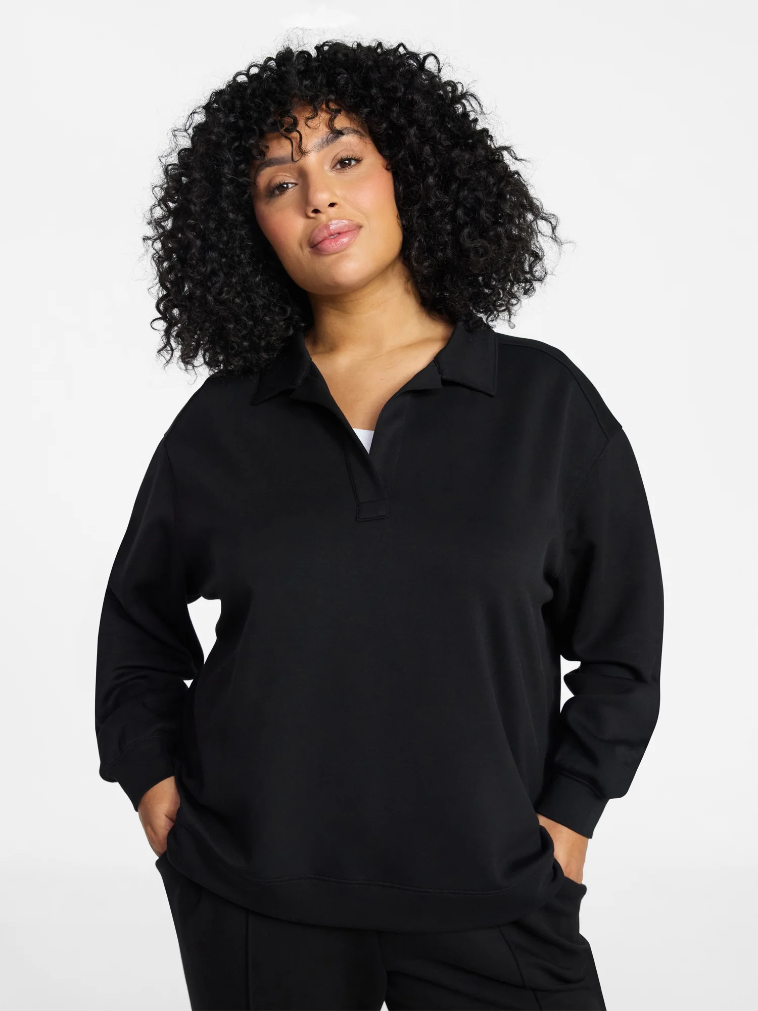 Terra & Sky Women's Plus Size Scuba Knit Layering Top with Long Sleeves, Sizes 0X-5X | Walmart (US)