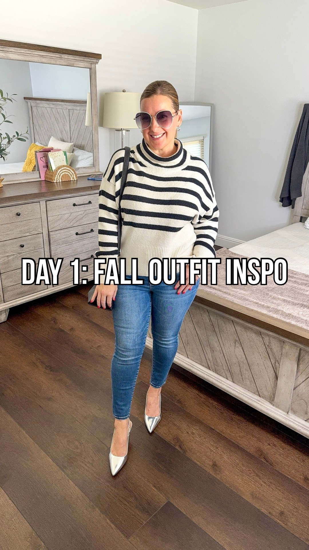 Day 1 of 25 Styling my closet for Fall 🍂 Kicking it off with a classic—nothing says effortless chic like stripes, denim, and a good heel 🤍 Keeping it simple but elevated with this cozy striped knit and my favorite pair of jeans (extra points for the metallic shoes ✨)

#LTKSeasonal #LTKStyleTip #LTKPetite