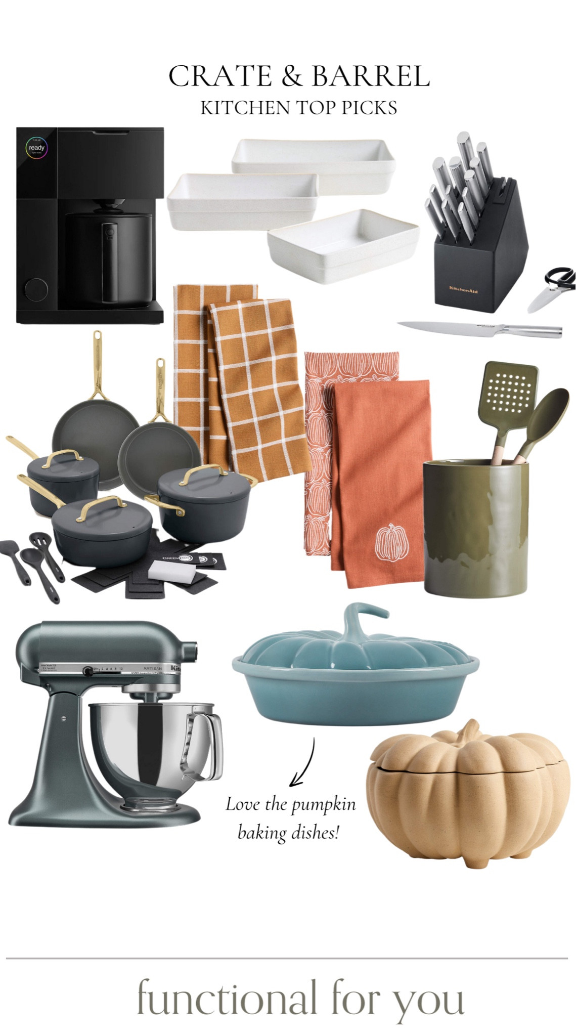 Crate & Barrel fall kitchen top picks!





Fall home decor, pumpkins, Coffee maker, ceramic dishes, knife set, cookware set, hand towels, dish towels, decorative towels, utensil holder, pumpkin dishware, pumpkin bakeware, kitchenaide mixer, crate & barrel kitchen 

#LTKHome #LTKStyleTip