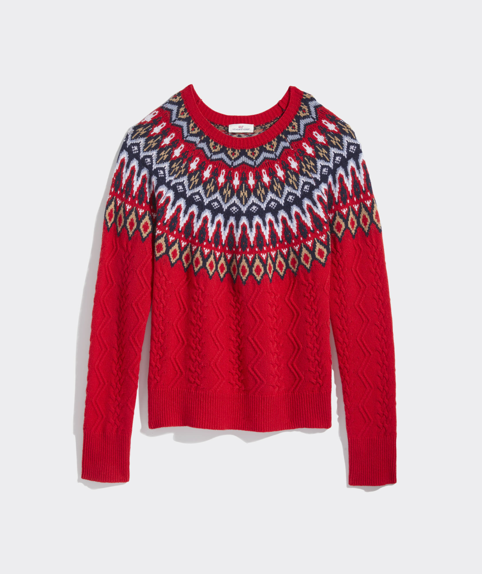 Fair Isle Cable Crewneck Sweater | vineyard vines